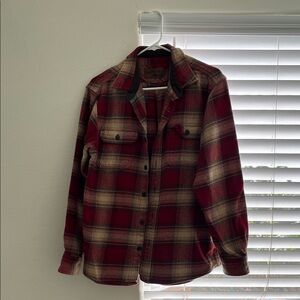 Orvis Red and Tan Plaid Shirt Jacket